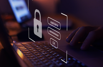 Laptop screen displaying user login and password fields