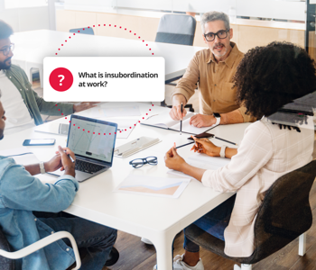 Management team discussing insubordination at work 