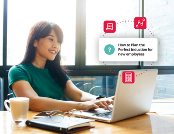 Graphic showing person researching employee inductions