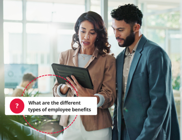 Collogues reviewing different types of employee benefits