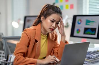 Employee working on laptop