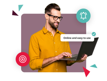 Happy Employee Using Online Performance Management Software
