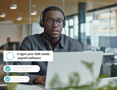 Employee using payroll software