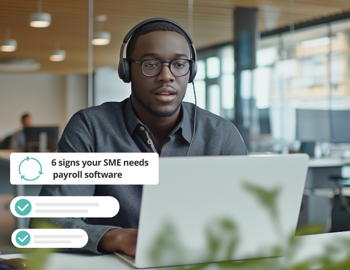 Employee using payroll software