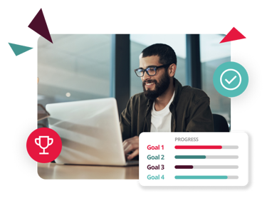 Happy Employee Working Towards Set Goals