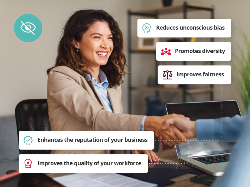 Graphic highlighting the benefits of blind recruitment